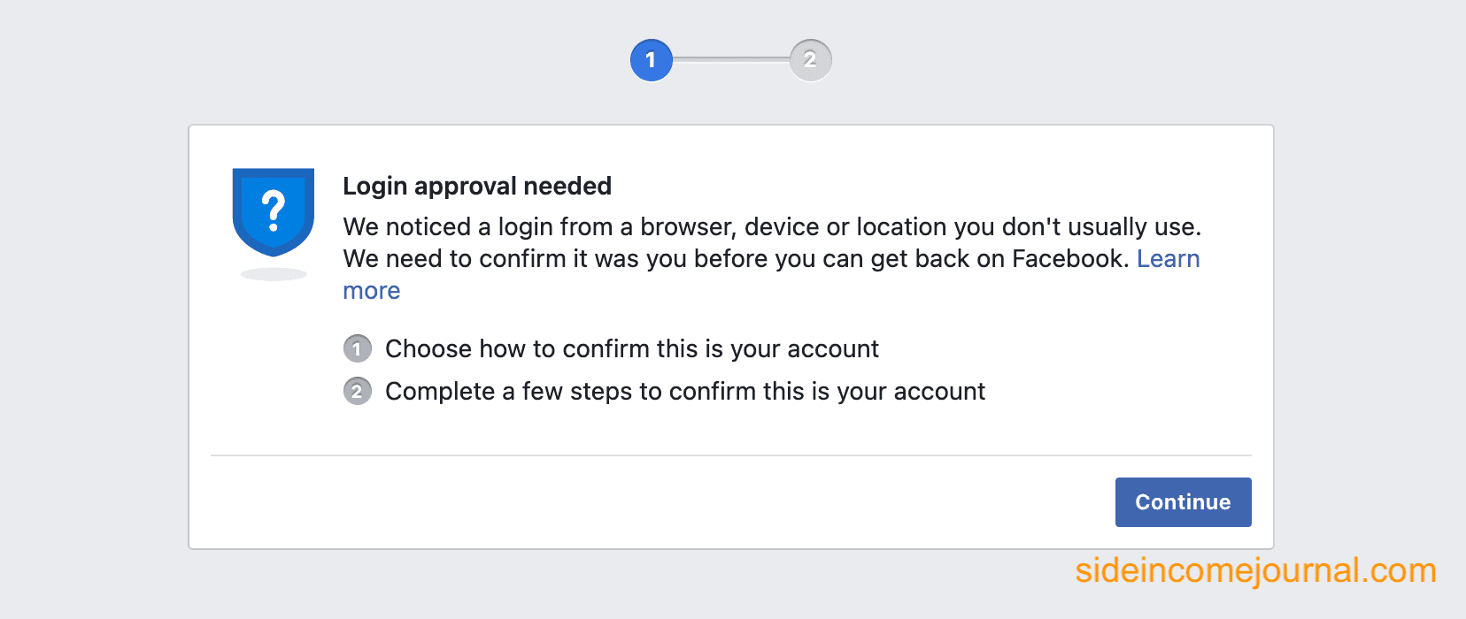 How To Fix Login Approval Needed Facebook Problem Side Income Journal